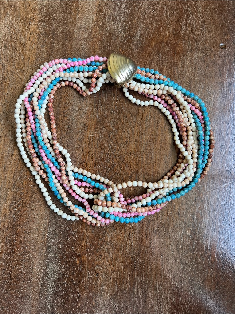 80s twist-a-bead necklace. 5 necklace strands and 2 gold tone closures - Picture 3 of 3